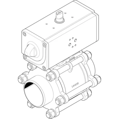 Шаровой кран с приводом Festo VZBA-3-WW-63-T-22-F0710-V4V4T-PP180-R-90-C Ру63 Ду80 (PN63 DN80)