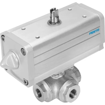 Шаровой кран с приводом Festo VZBA-3/4-GGG-63-32T-F0405-V4V4T-PP30-R-90-C Ру63 Ду20 (PN63 DN20)